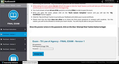 real estate license in Texas: final exam