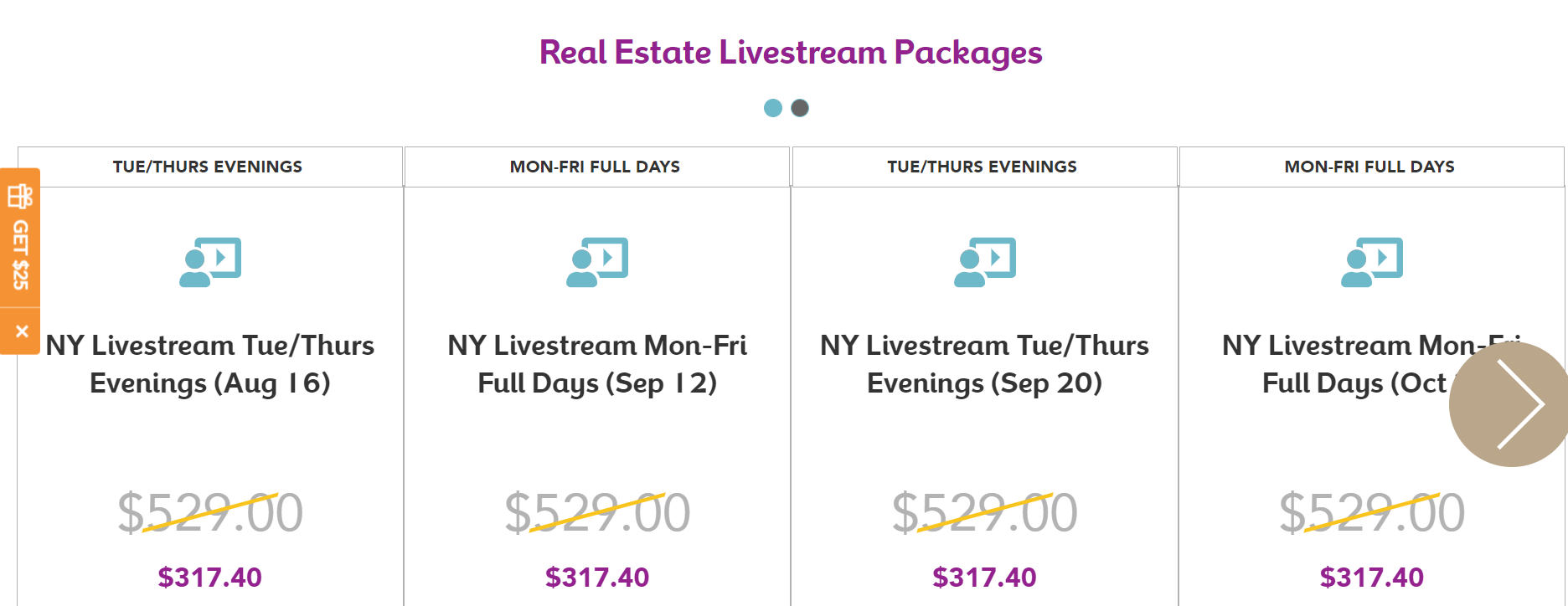 The cost for the New York Real estate pre-license livestream courses offered by realestateexpress.com.