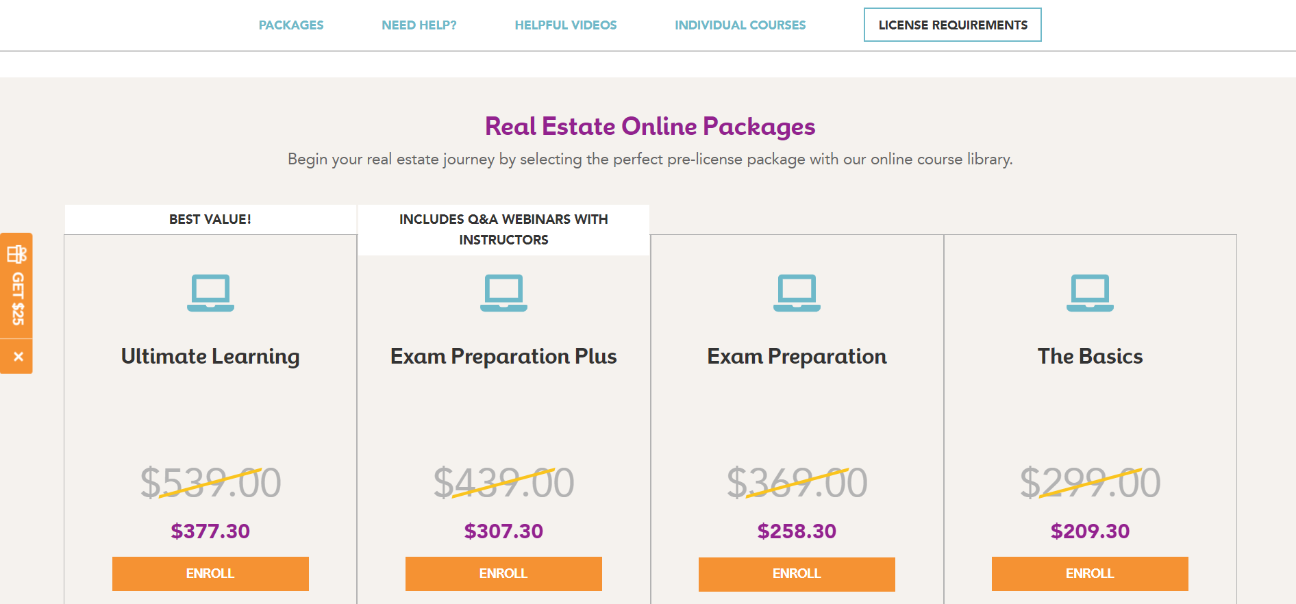 Advertisement for the Real Estate Online Packages course from RealEstateExpress.
