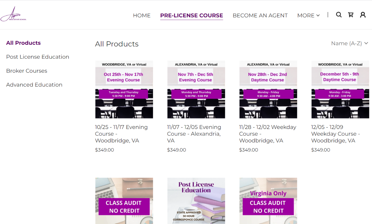 How to get Aspire Real Estate Education License in Virginia.