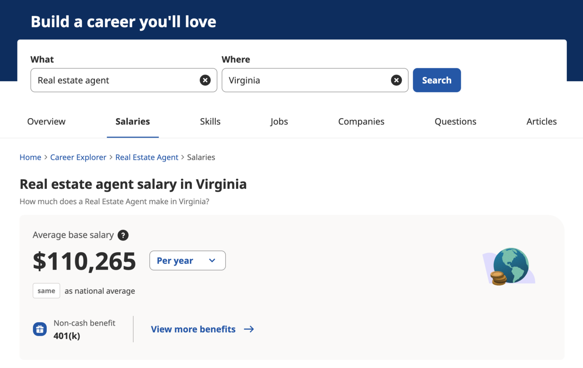 Real Estate Agents Salary in Virginia.