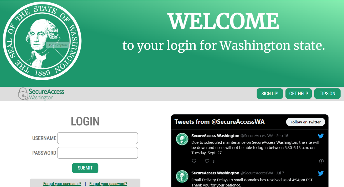 Login to your SecureAccess Washington (SAW) account.