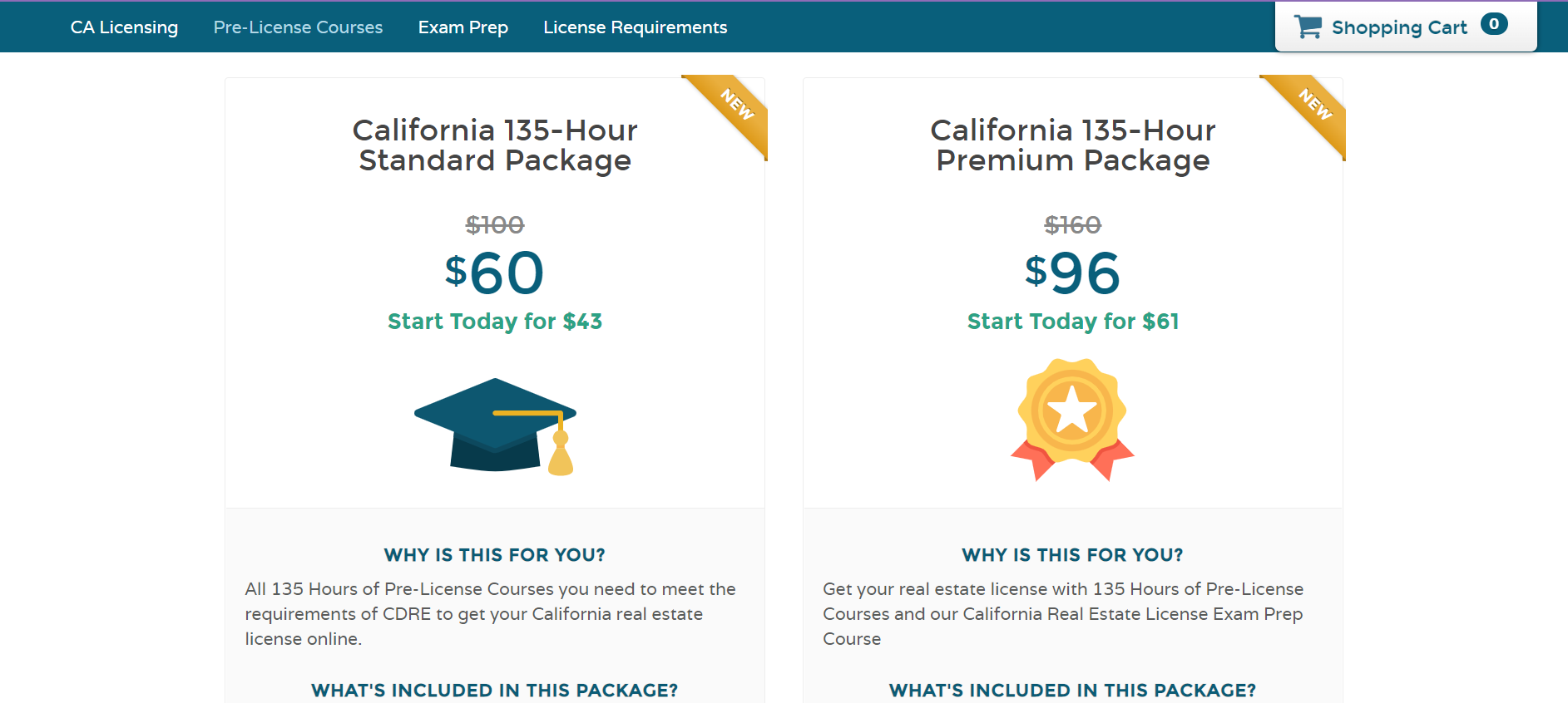 Advertisement for the California Real Estate License online course from Vaned.