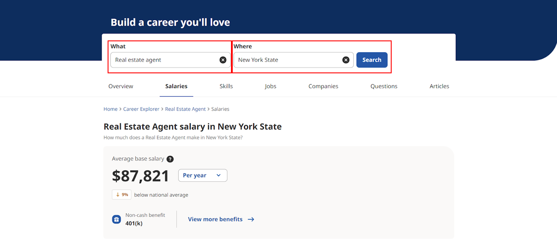 Real Estate Agent salary in New York State.