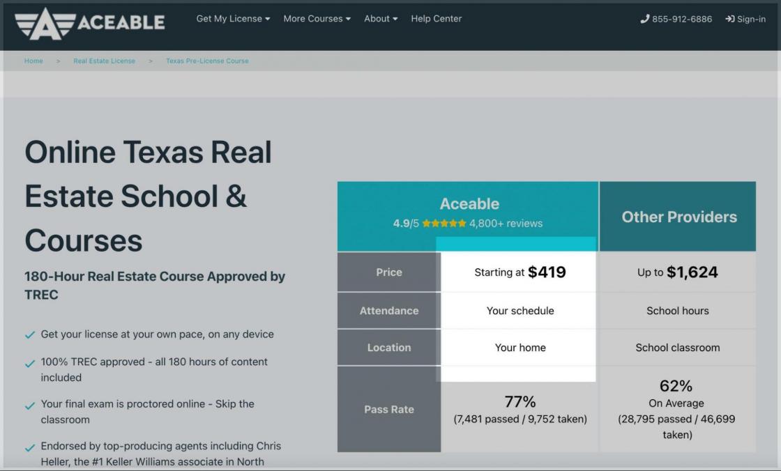 Online Texas Real Estate License course from Aceable.