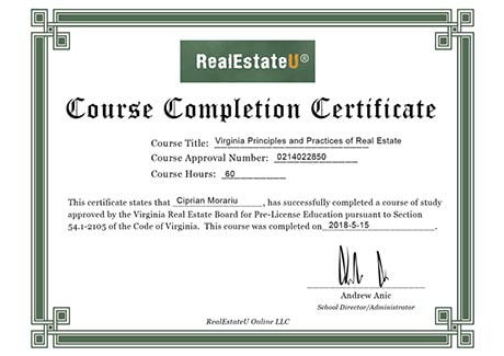 VA certificate.
